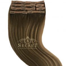 caramelised clip in hair extensions